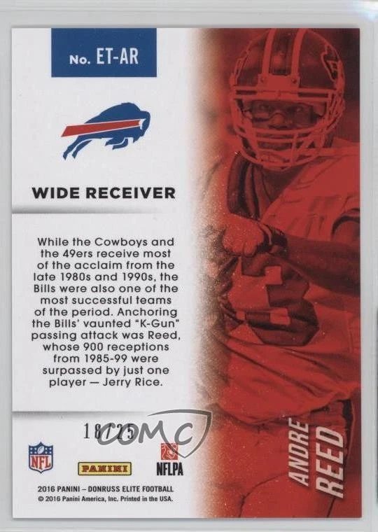 2016 Donruss Elite Etched in Time Orange /25 Andre Reed #ET-AR HOF - Image 2 of 2