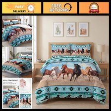 Twin Comforter Set - 2 Piece Horses Tribal Bedding, Soft All-Season Comforter