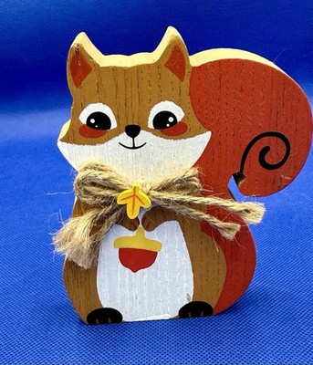 Wooden Squirrel Chipmunk Figurine Hand  Painted Art Craft 5  Tall