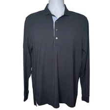 GREYSON Mens Black Long Sleeve Golf Polo Shirt Size M Performance Country Club