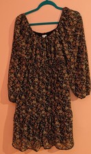 Maurices Boho Floral Smocked Waist Mini Dress S Small Balloon Sleeve Ruffle Hem