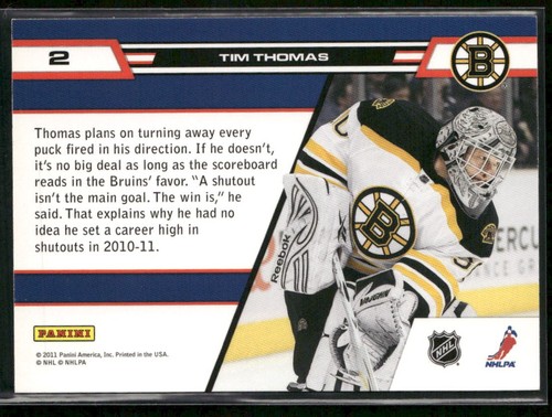 2010-11 Panini Zenith Tim Thomas Crease is the Word #2 Boston Bruins - Picture 2 of 2