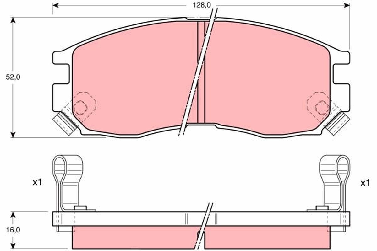 Plaquettes de frein GDB1128 TRW d'origine pour disques de rechange Hyundai et Mitsubishi