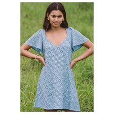 O'Neill Women's Bernice Short Flutter Sleeve A-line Mini Dress Caribbean Blue