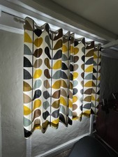 Orla Kiely Curtains 46W x 54L Duck Egg Blue Multi Stem Lined