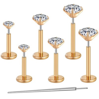 Gotumo 20G Flat Back Earrings Stud G23 Titanium Threadless Tragus Labret Cart...