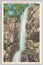 Linen Postcard Chief Benge Falls Near Bristol VA-Tenn by Asheville Co.
