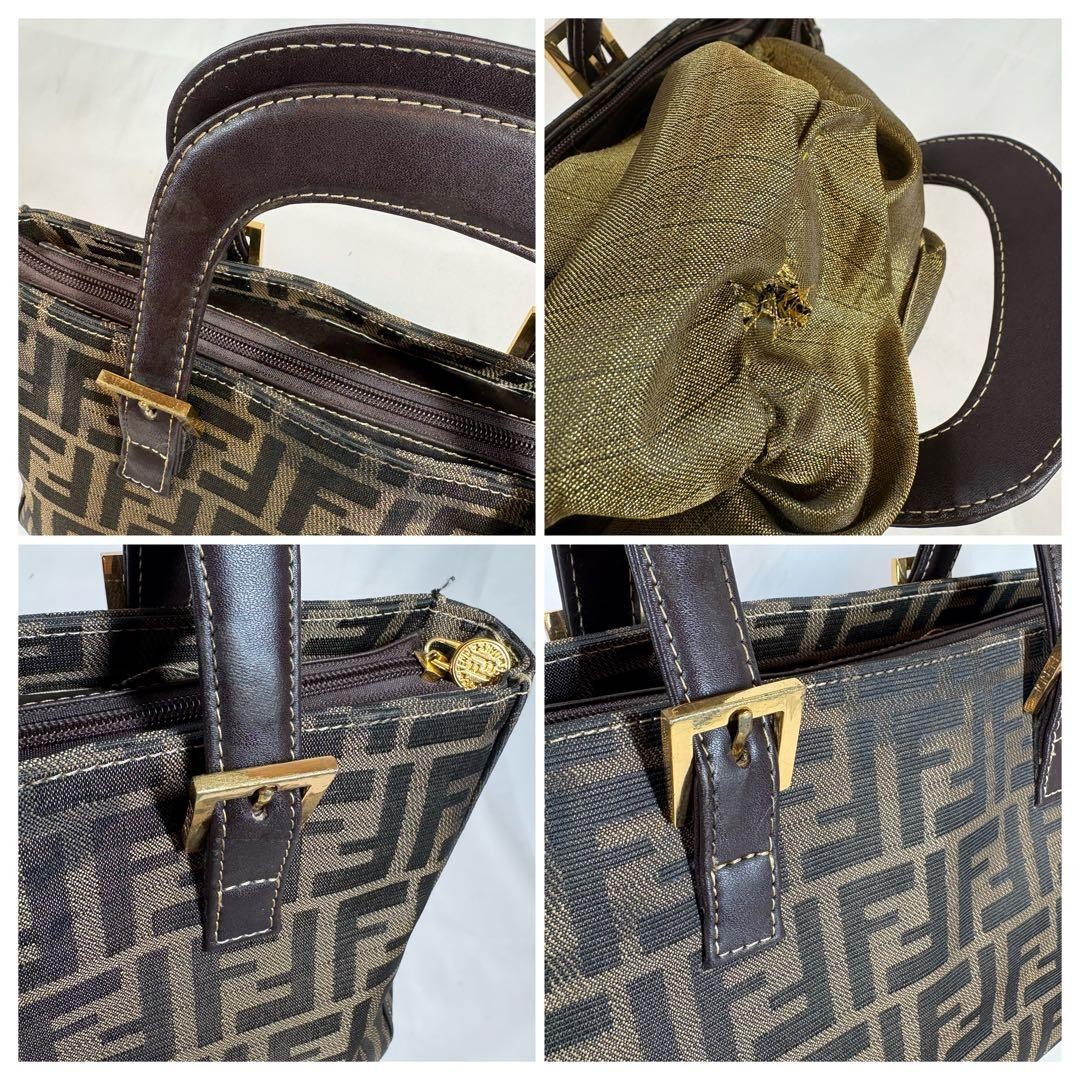 FENDI Canvas Leather Handbag Brown Zucca Gold Hardware Authentic Used From Japan thumbnail 19