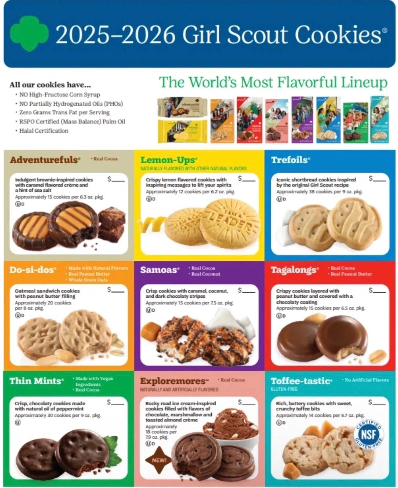 2026 Girl Scout Cookies -    All Flavors Available case of 12 boxes