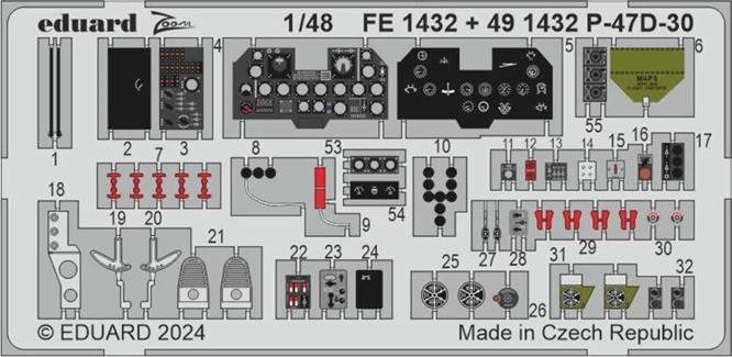 Eduard Accessories 491432 - 1:48 P-47D-30 1/48 Miniart - New