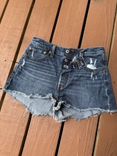 Levi's 501 Original High Rise Cutoff Denim Shorts Medium Wash Blue Size 28