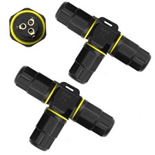 3 Way IP68 Waterproof Electrical Junction Box - 3 Pin Outdoor Cable Connector...