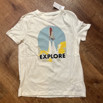 Gap Kids Explore Graphic T-shirt SZ S 6/7 New Rocket Ship Boy's Basic Cotton NWT