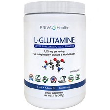 ENIVA Pure L-Glutamine Powder, Easy Mixing, USA Made