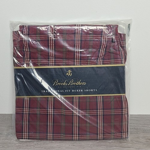 Neu mit Etikett Brooks Brothers Boxershorts traditionelle Passform rot kariert Large