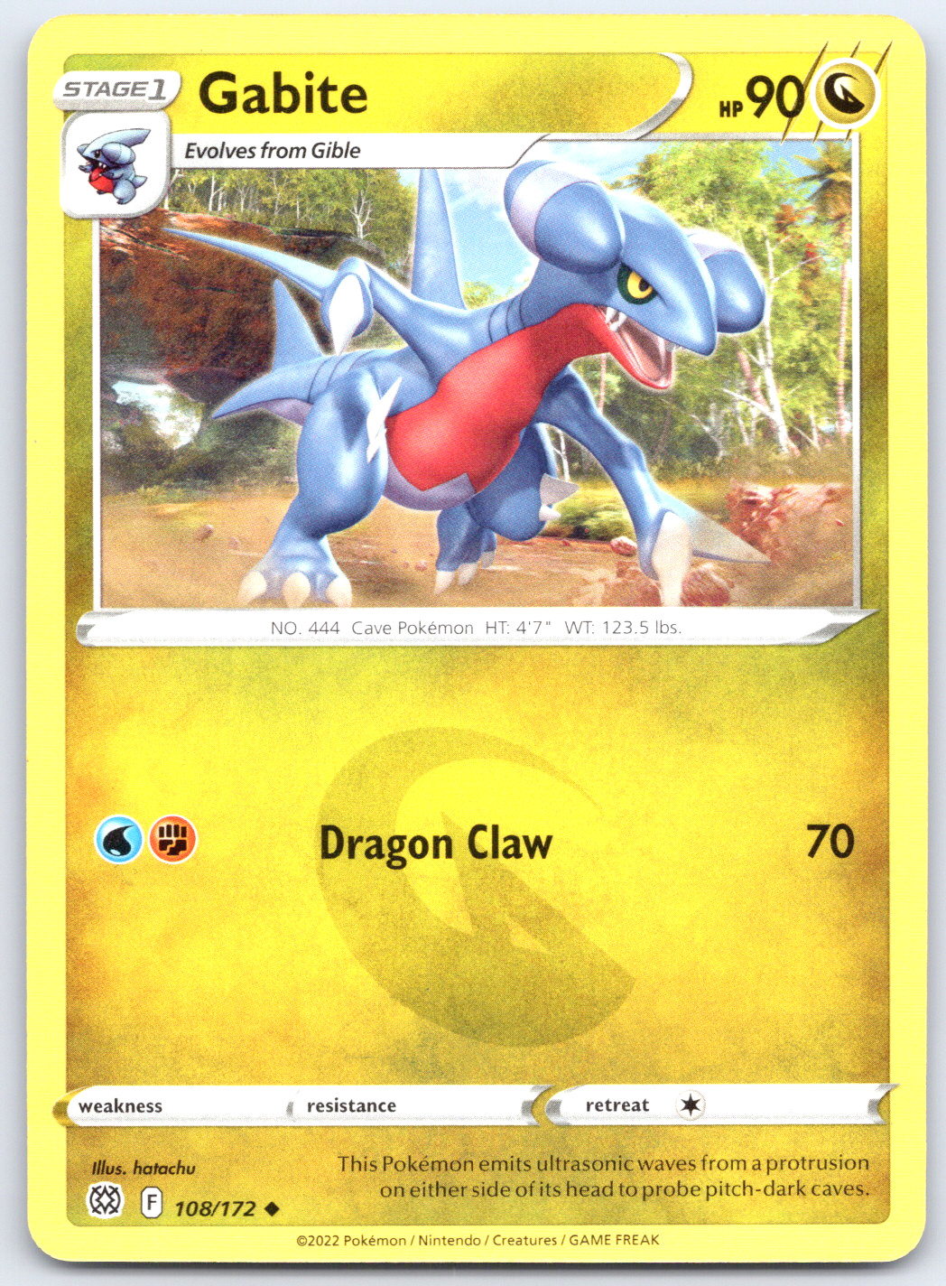 Pokemon TCG Gabite SWSH09: Brilliant Stars NM Uncommon 108/172