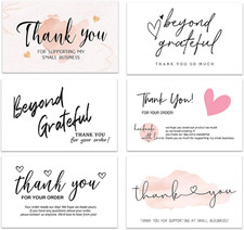 300PCS Thank You for Supporting My Business Cards, 6 Styles-2" X 3.5" Small Cust