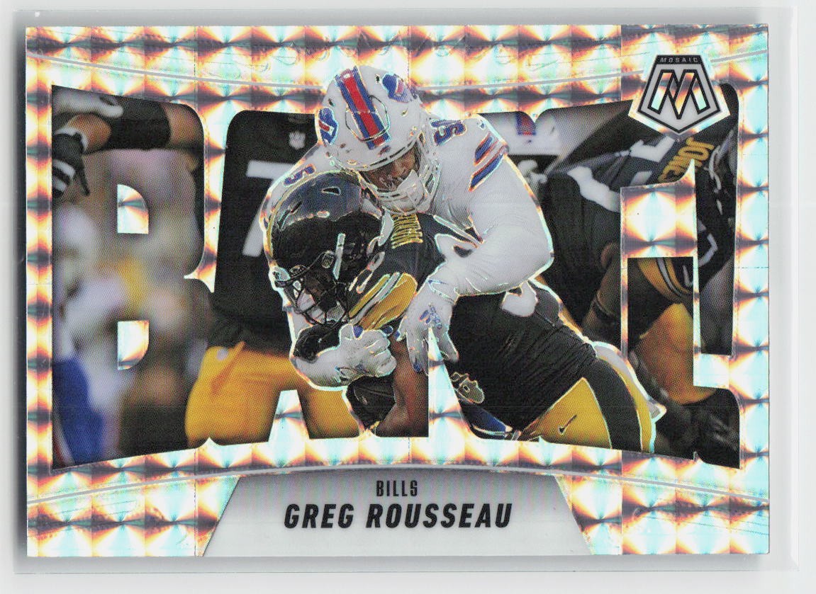 2025 Panini Mosaic #14 Greg Rousseau Bang! Mosaic Orange Fluorescent