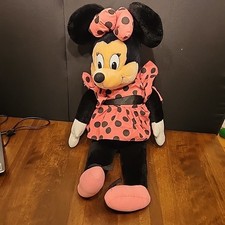 Vintage Applause Walt Disney Minnie Mouse Large 27" Plush Pink Polka Dot Dress