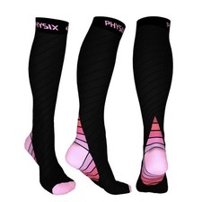 Womens Compression Socks XXL NWT STAMINA 2.0 Graduated Black PINK Shoe SZ 10-15