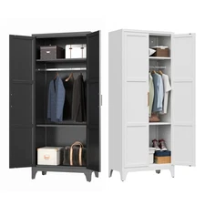 Metal Wardrobe Cabinets w/ Handle,Clothing Storage Cabinets For Home Room Office