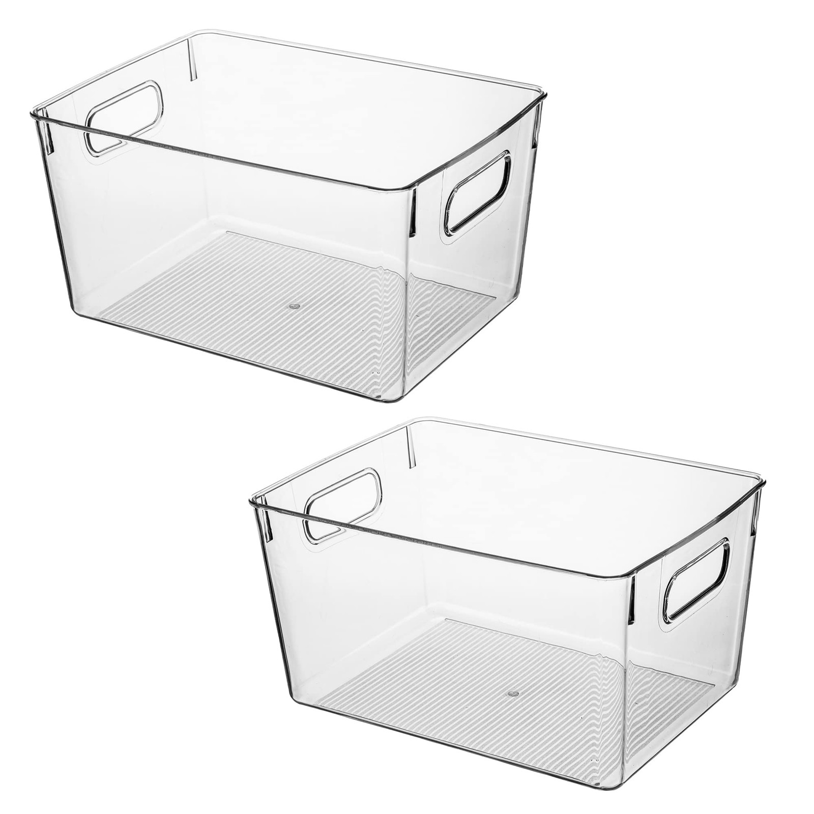 Amtido Clear Plastic Storage Bins for Fridge, Cupboard, Pantry, Transparent