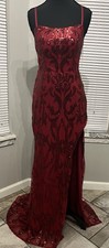 Women  s NWT Formal Prom Dress Red Sequins Size 2