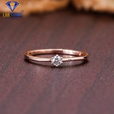 Women's Round Cut Lab Grown Diamond Solitaire Ring In18kt yellow gold 0.08ct TDW