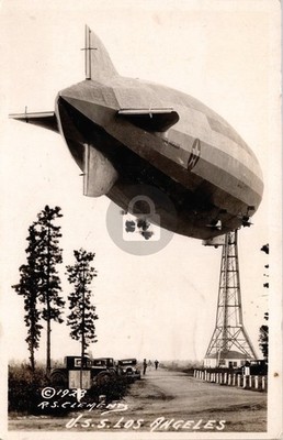 USS Los Angeles Airship Dirigible Blimp Aviation Lakehurst RPPC Postcard COPY