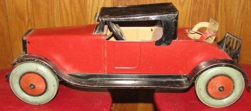 1930's Chein Hercules Roadster Toy Car Rumble Seat with Luggage Rack Tin Litho
