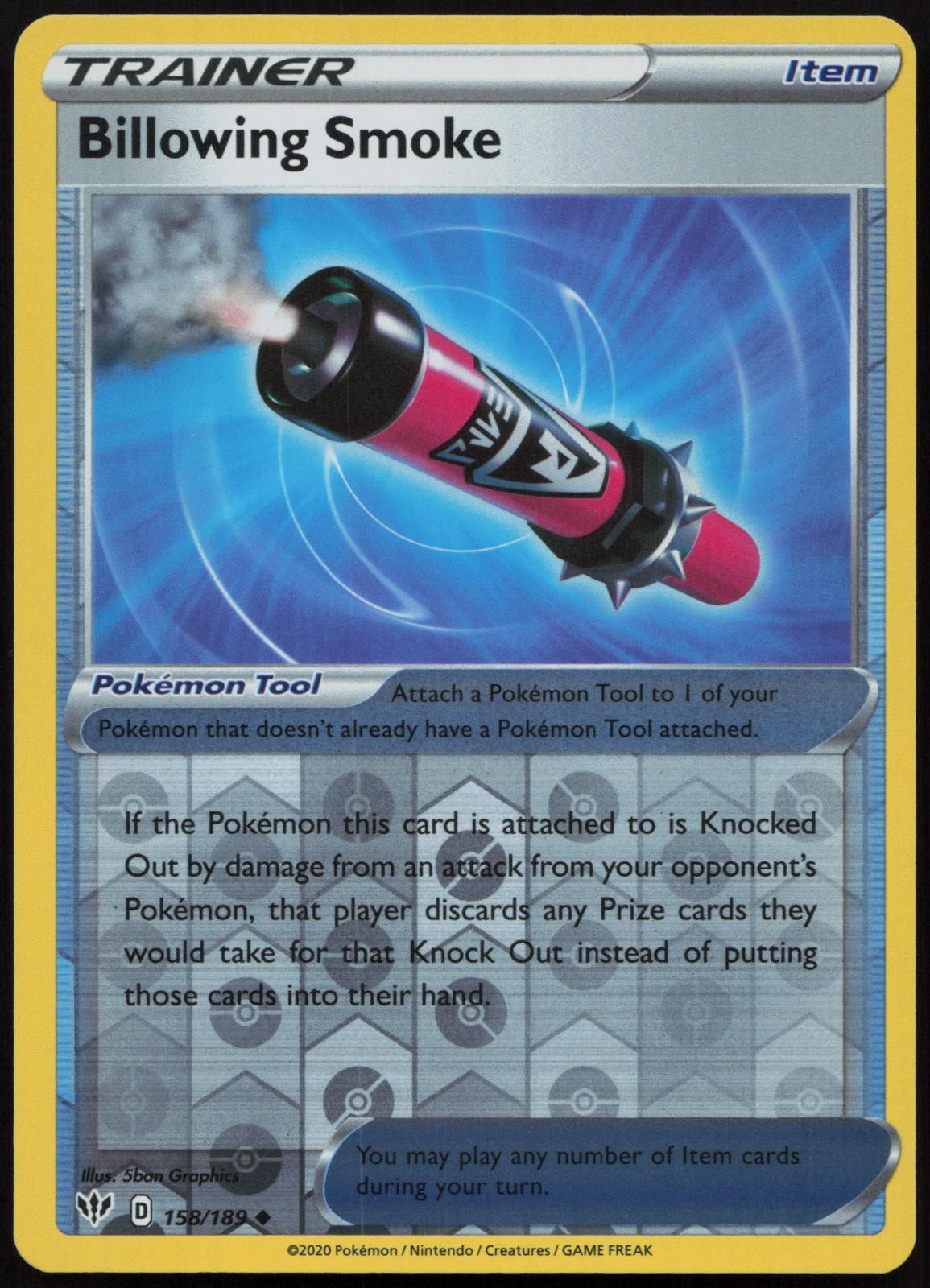 Billowing Smoke 158/189 Uncommon Darkness Ablaze Pokemon Reverse Holo Near Mint