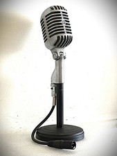 Vintage 1950's Shure 55S Dynamic Microphone, sounds great w/cable  stand-Listen