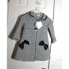 Blueberi Boulevard Houndstooth Velvet Girl's Coat sz 4 NEW