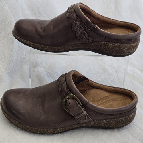 Aetrex Libby Women Mules Sz 9 Clogs Brown Braided Leather Comfort Boho Modest - Picture 3 of 9