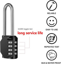 2 Pack 2.6 Inch Long Shackle Combination Lock, 4 Digit Outdoor Waterproof Pa...