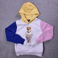 Polo Ralph Lauren Hoodie Kids 8 Multicolor Polo Bear Graphic Fleece Pullover