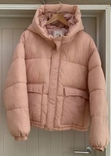 Pimkie Blush Pink Short Padded Hooded Women's Puffer Jacket Size XL (16-18)