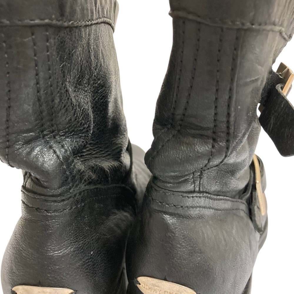 JIMMY CHOO classic model leather engineer boots, size 36.5, black