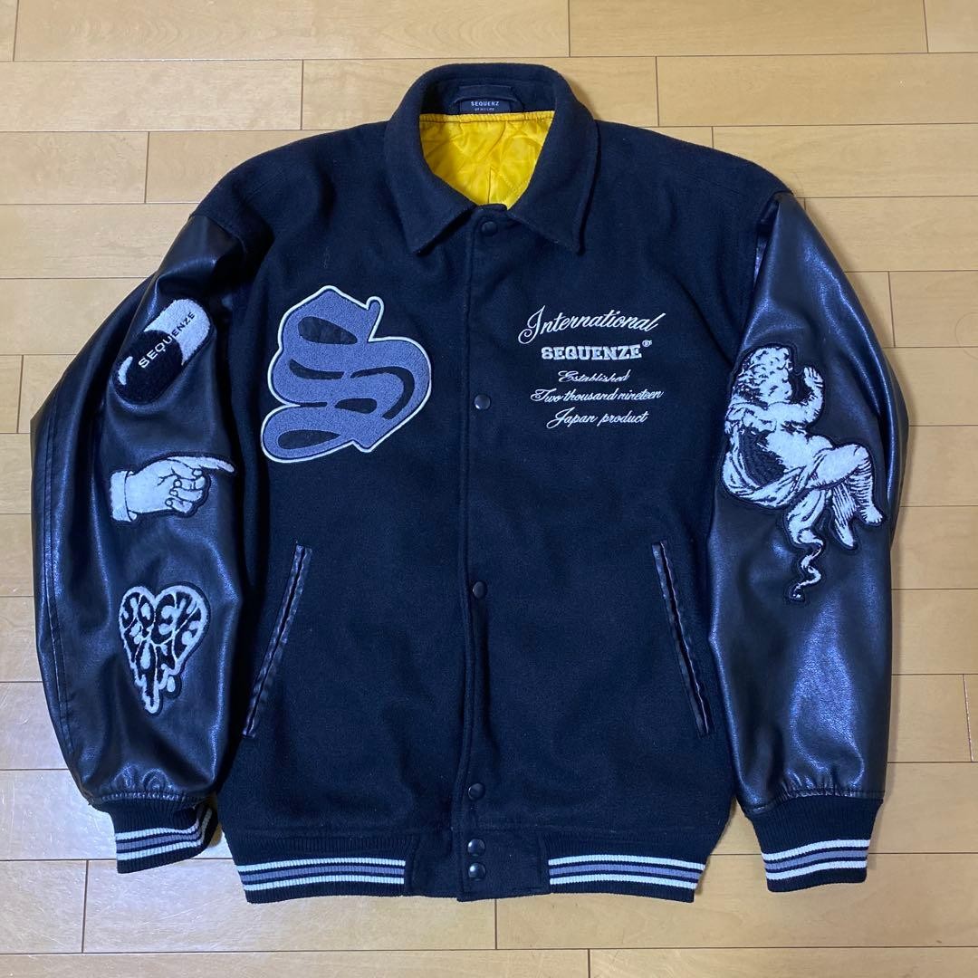 M Size Stadium Jacket Sequenz Black Wool Leather - image 1