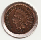 US Rare Old West 1907 Indian Head Penny Coin American Collection Shield Cent USA