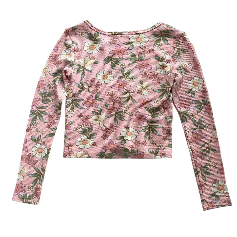 Blusa Térmica Manga Longa Billabong Menina Med Rosa Feelin Floral Pêssego Pequeno Divertido - Imagem 3 de 4
