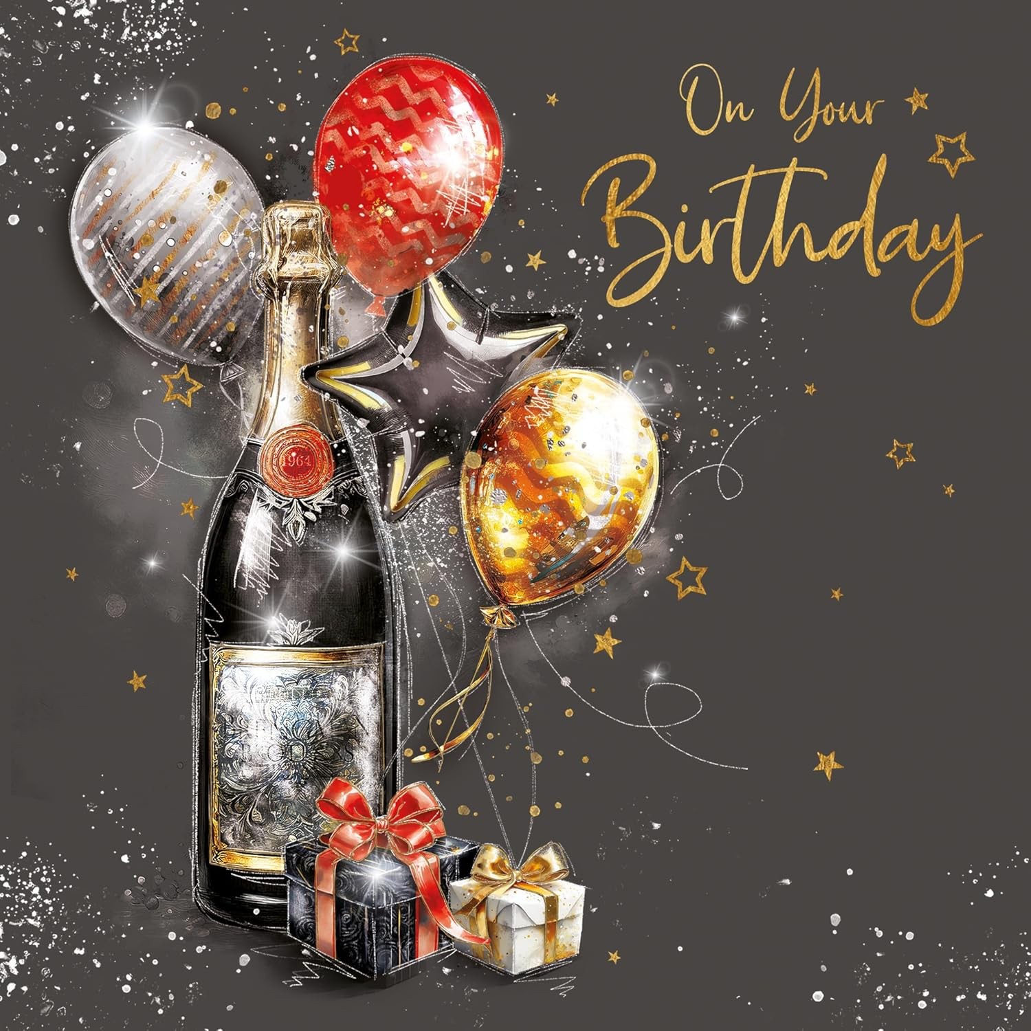 Birthday Card Open Male - Foil Finish - Cherry Orchard 6.2"" x 6.2""