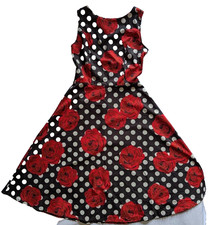 New Light Fashion Polka Dots and Roses Rockabilly Retro Swing Dress 50's Style