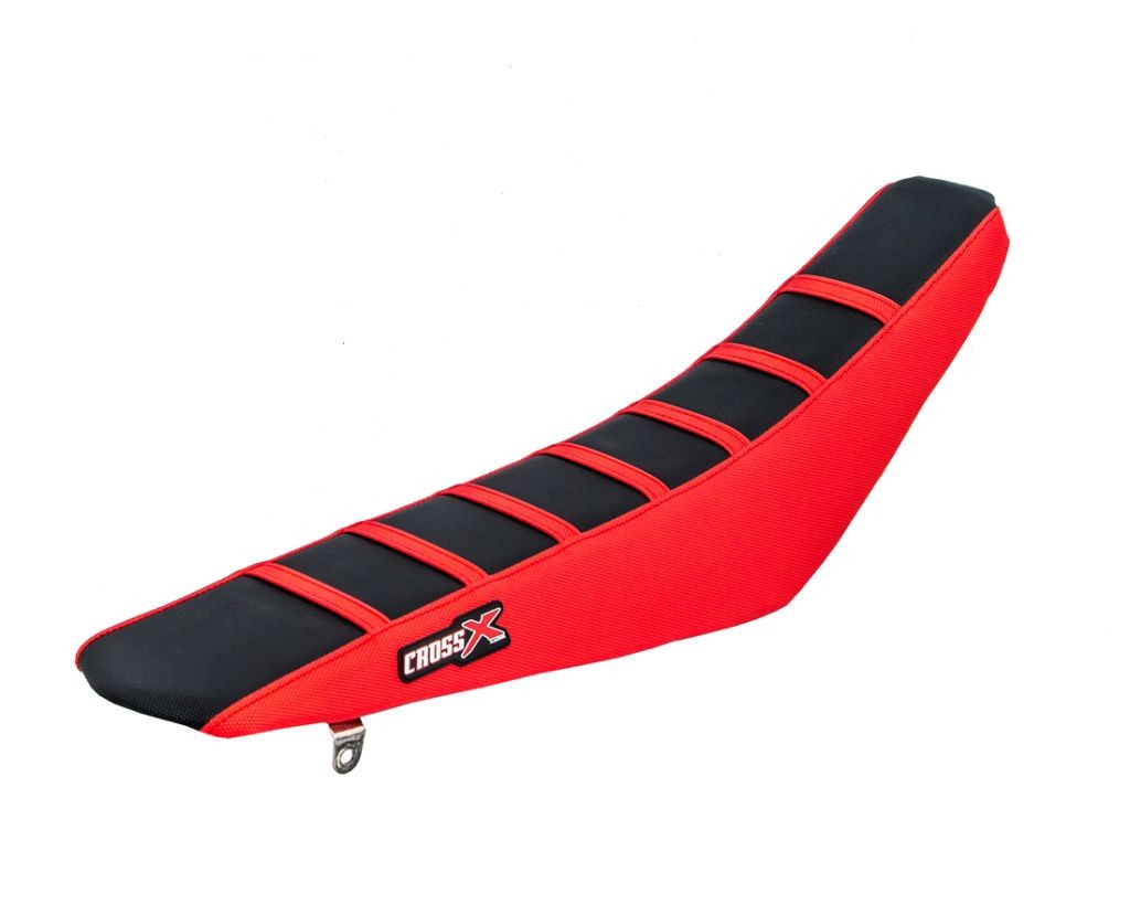 Housse de selle moto cross Honda CRF 450 avec rayures grip rouges