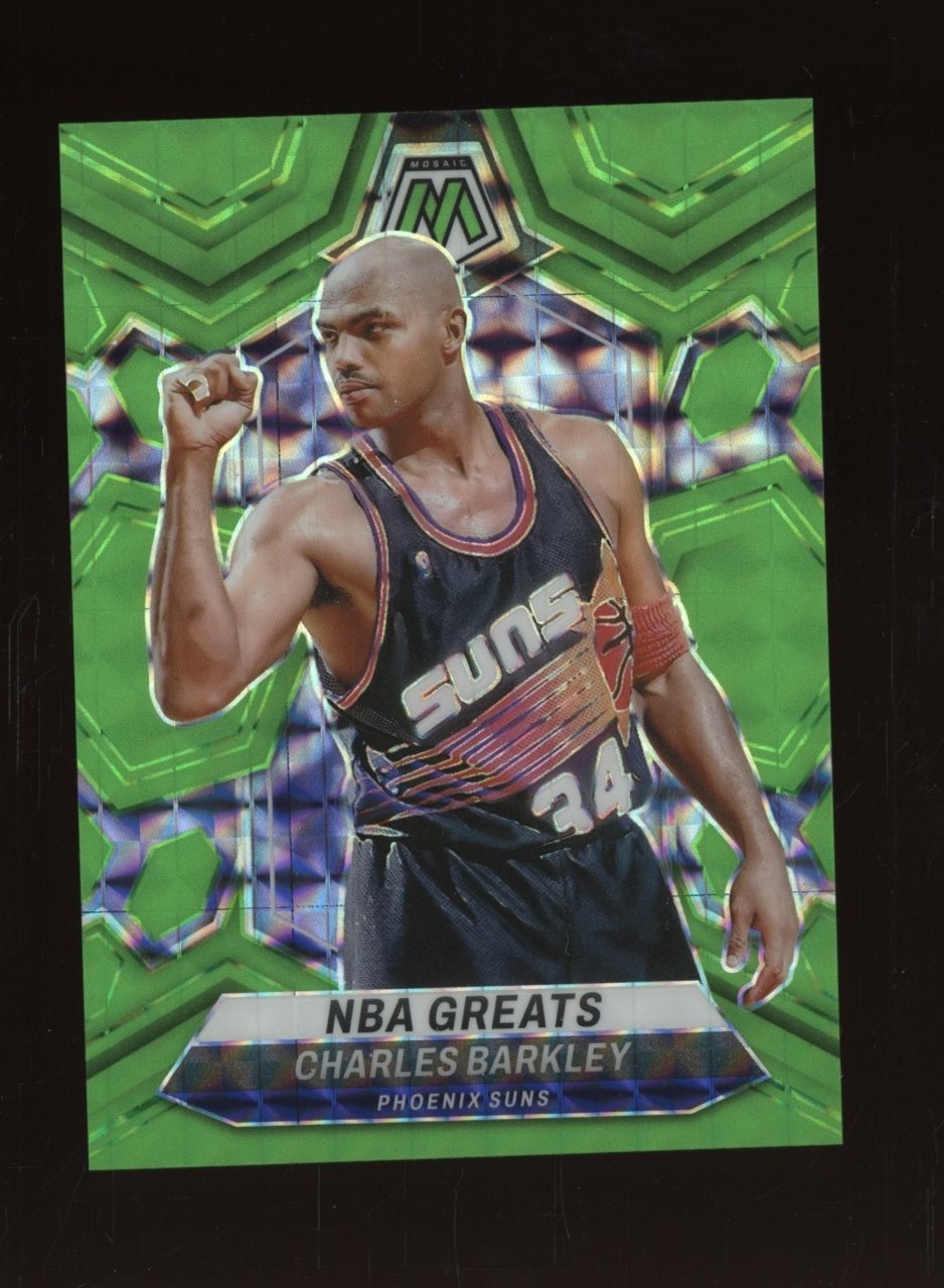 2023-24 Panini Mosaic Green Fluorescent Prizm #293 Charles Barkley HOF 6/10