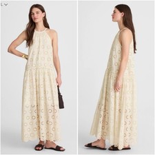 Madewell Embroidered Drop-Waist Maxi Dress Floral Eyelet Ivory Size XL NWT