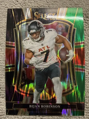 2025 Panini Select - Premier Level Bijan Robinson #148 Black &amp; Green Shock Prizm