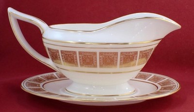 Minton Athena Elfenbein Sauciere mit Untertasse 60er Jahre Vintage H5217 Servierkanne