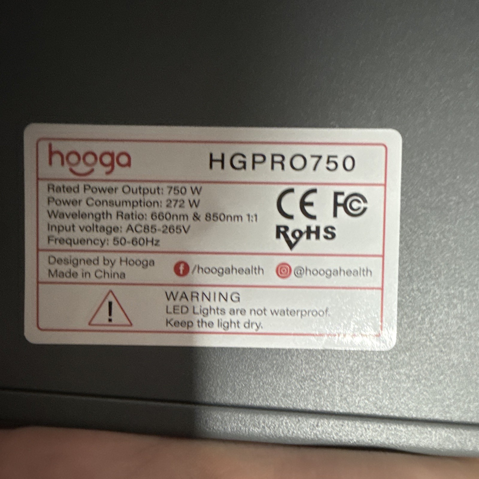 Hooga PRO750 HGPRO750 Infrared Red Light Therapy Panel, Timer, Power ...