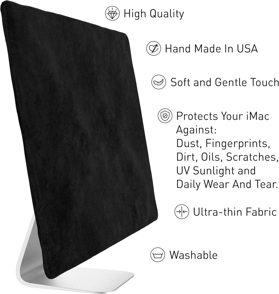 Stylish Dust Cover for iMac 24" & 21.5" Models - Handcrafted in Black Cotton - Image 4 of 4